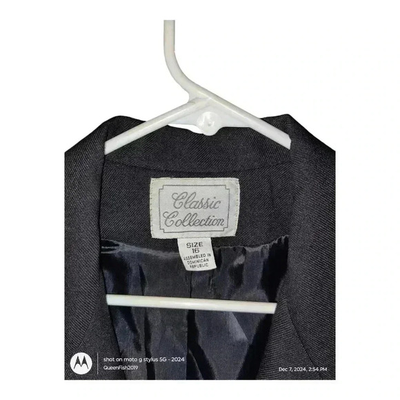 Vintage Classic Collection Blazer Jacket Black Gold Buttons Plus Size 16 Coat - Picture 3 of 13